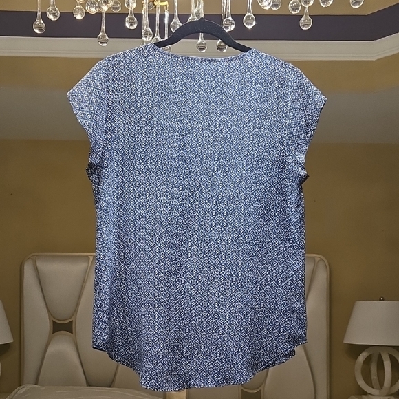 Cynthia Rowley Silk Blue Geometric Blouse - Picture 6 of 12